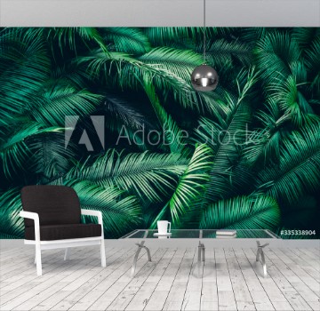 Picture of tropical forest natural background nature scene in green tone style concept of relax and freedom lifestyle using for spa and travel